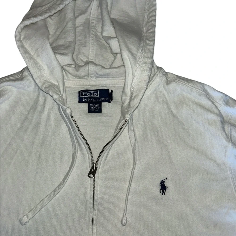 Polo by Ralph Lauren White Full-Zip Hooded Sweatshirt | Men’s Large